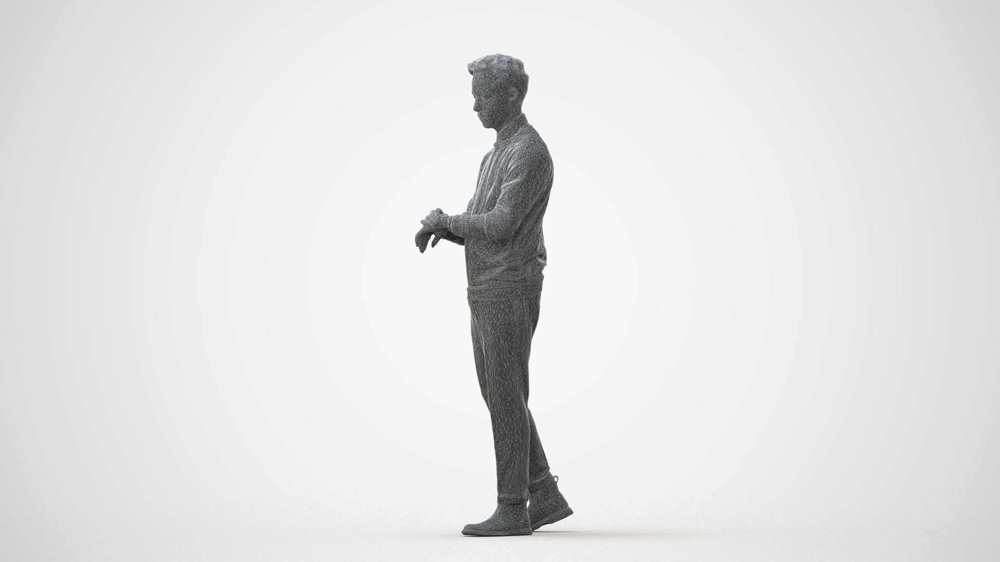 3D people model man casual walking, scanned human for 3ds Max rendering, square thumbnail