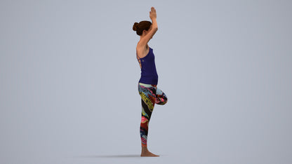 realistic 3D human woman sport, archviz people FBX OBJ for Blender, side view render