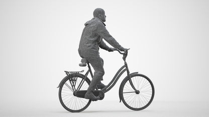 realistic 3D people man casual cycling, render-ready for V-Ray and Corona, FBX OBJ, wireframe side view