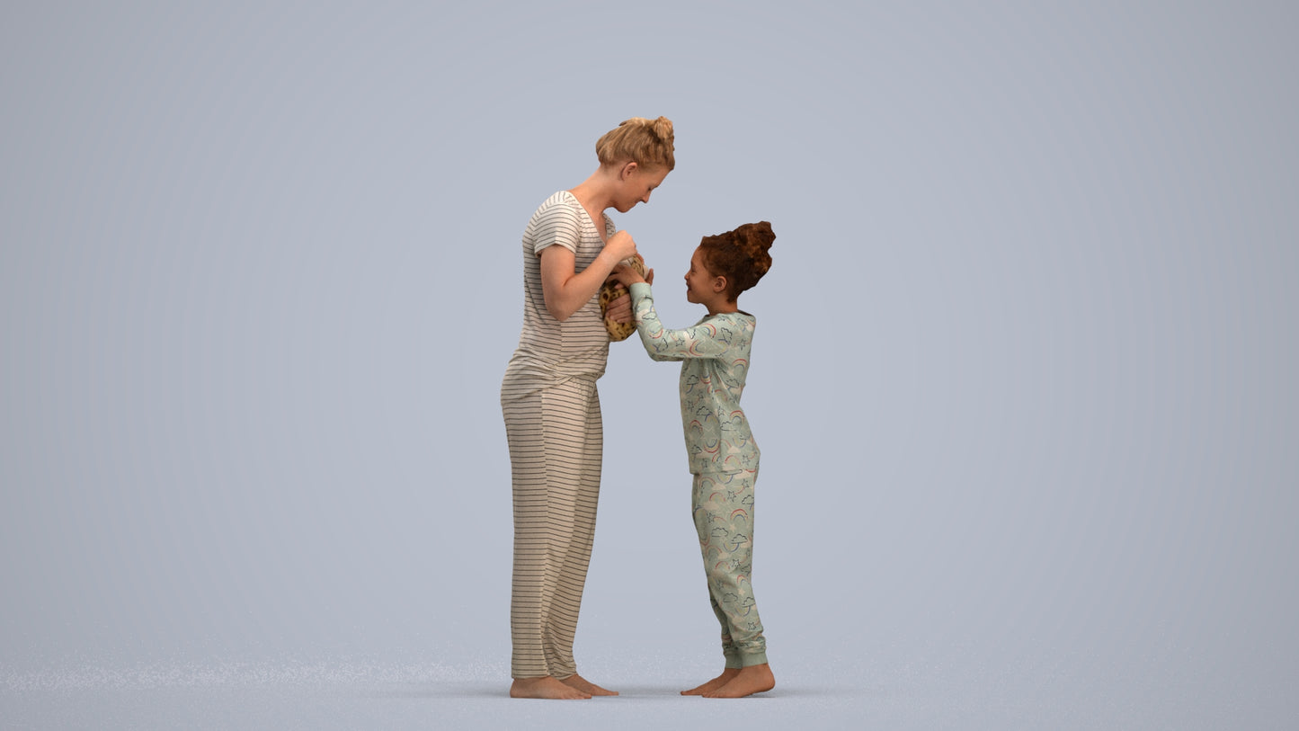 photogrammetry 3D girl mix, realistic human model archviz FBX, standing pose render