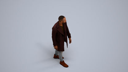3D people model man casual walking, scanned human for 3ds Max rendering, back view render