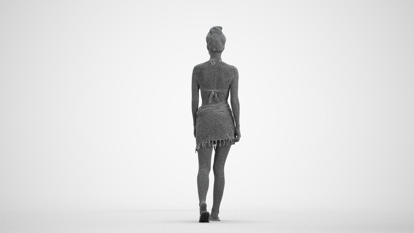 scanned 3D woman pool, photogrammetry people for Enscape and V-Ray, wireframe front view