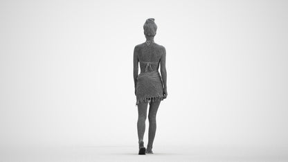 scanned 3D woman pool, photogrammetry people for Enscape and V-Ray, wireframe front view
