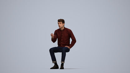 realistic 3D people man casual sitting, render-ready for V-Ray and Corona, FBX OBJ, top-down view render
