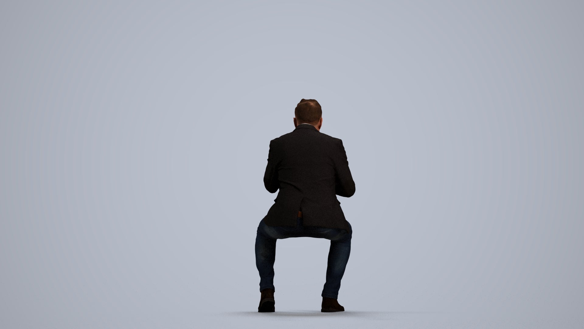 3D people model man business, scanned human for 3ds Max rendering, front view render