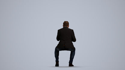 3D people model man business, scanned human for 3ds Max rendering, front view render
