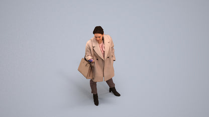 photogrammetry 3D woman business standing, realistic human model archviz FBX, back view render