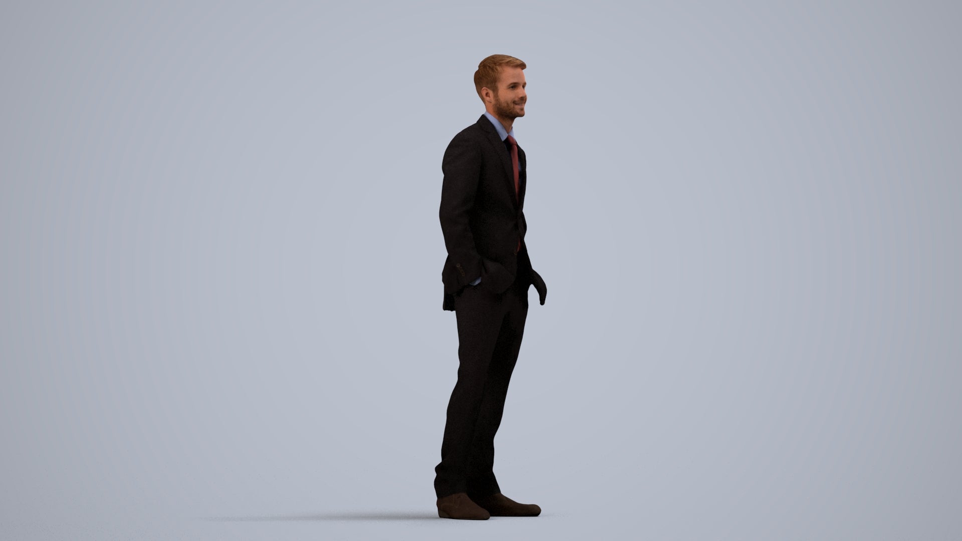 realistic 3D man business, scanned archviz people for Blender and 3ds Max, side view render