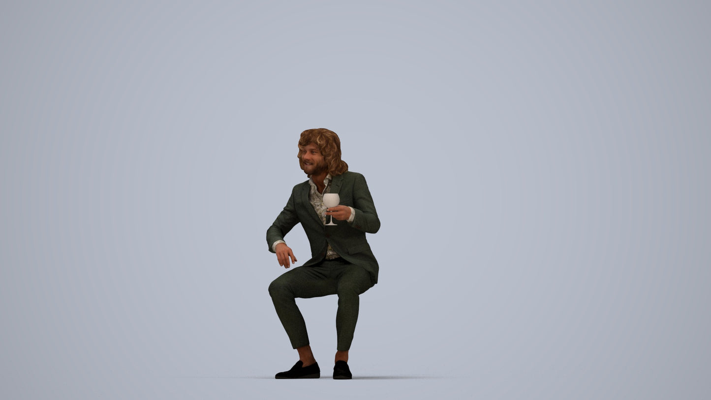 scanned 3D man business, photogrammetry people for Enscape and V-Ray, top-down view render