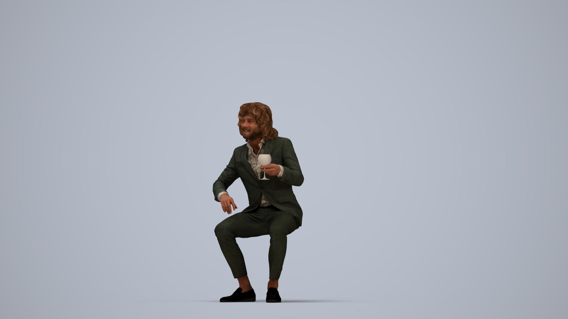 scanned 3D man business, photogrammetry people for Enscape and V-Ray, top-down view render