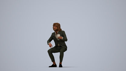 scanned 3D man business, photogrammetry people for Enscape and V-Ray, top-down view render