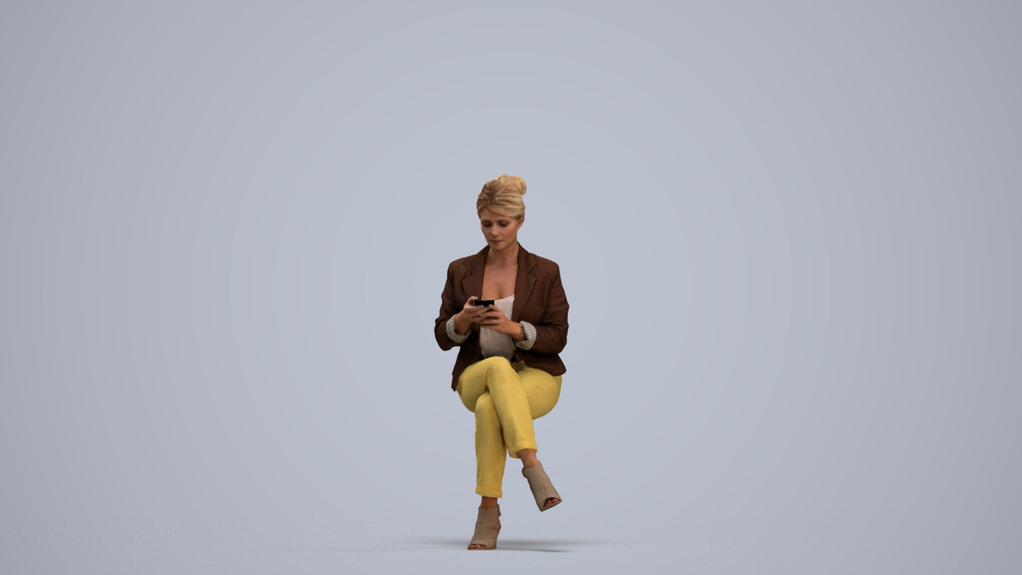 3D people model woman business sitting, scanned human for 3ds Max rendering, standing pose render