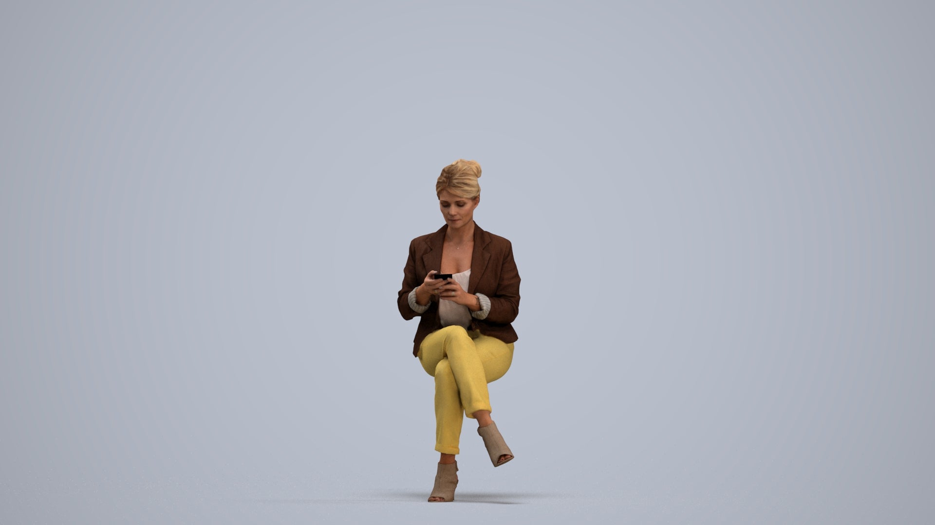 3D people model woman business sitting, scanned human for 3ds Max rendering, standing pose render