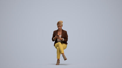 3D people model woman business sitting, scanned human for 3ds Max rendering, standing pose render