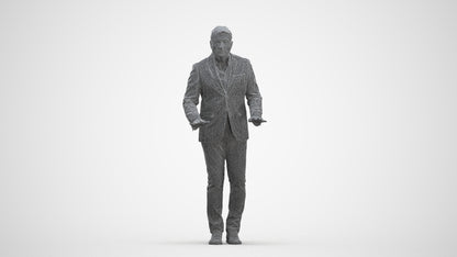 3D people model man business standing, scanned human for 3ds Max rendering, three-quarter front view render