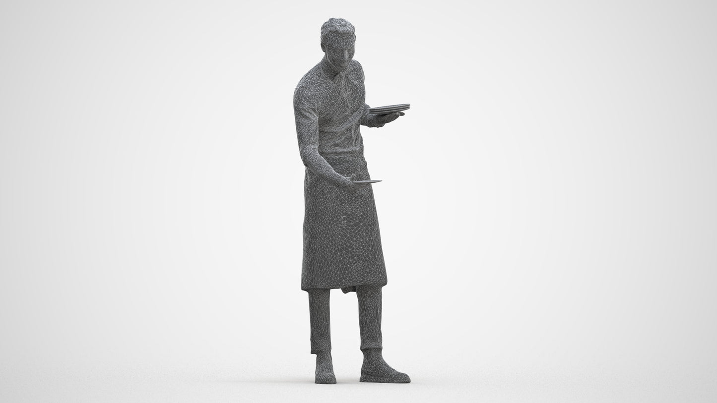 realistic 3D man hospitality, scanned archviz people for Blender and 3ds Max, three-quarter front view render