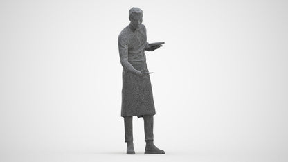 realistic 3D man hospitality, scanned archviz people for Blender and 3ds Max, three-quarter front view render