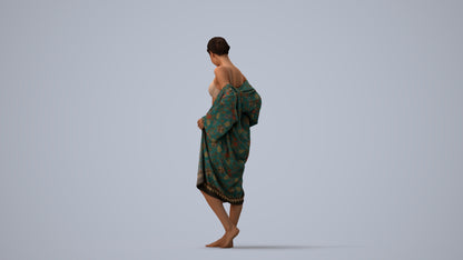 photogrammetry 3D woman bathroom, realistic human model archviz FBX, three-quarter view render