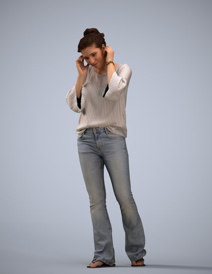 realistic 3D woman casual walking, scanned archviz people for Blender and 3ds Max