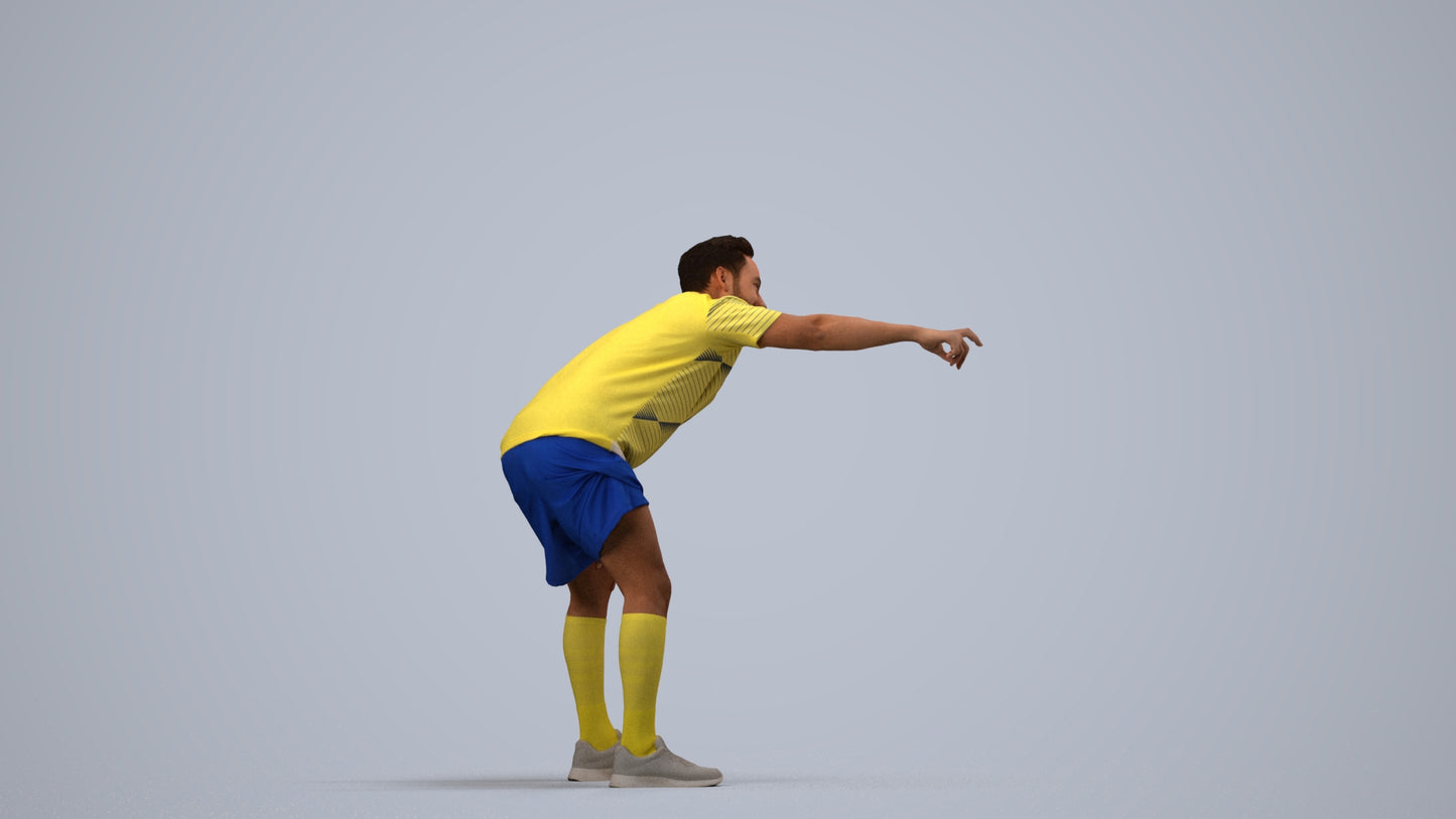 realistic 3D human man sport, archviz people FBX OBJ for Blender, side view render
