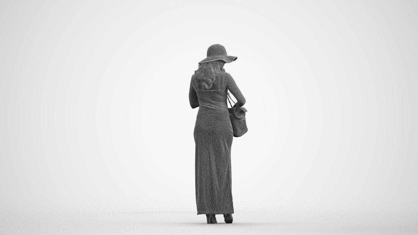 photogrammetry 3D woman casual standing, realistic human model archviz FBX, wireframe front view