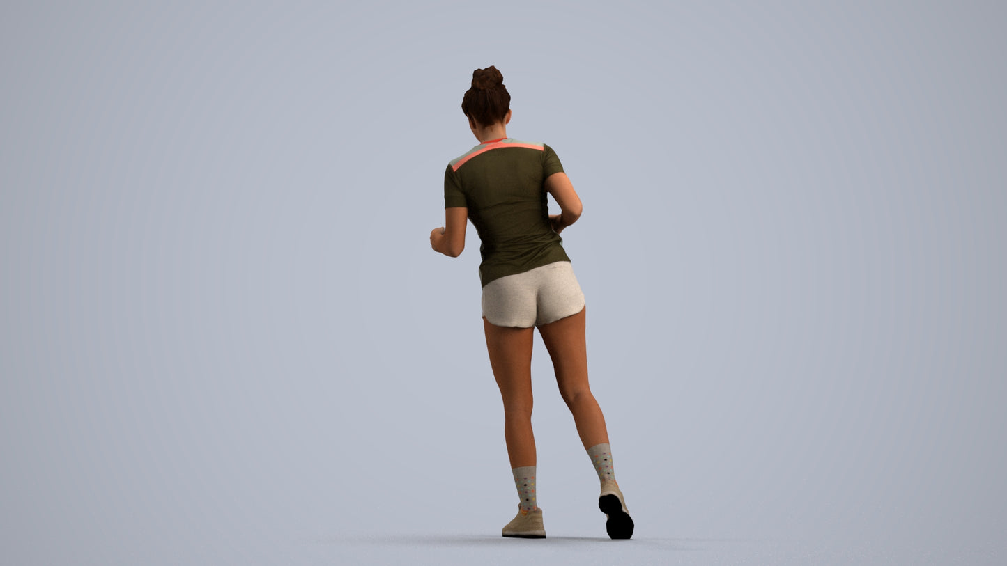 3D people model woman sport, scanned human for 3ds Max rendering, front view render