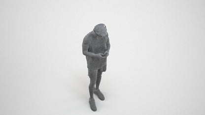 realistic 3D human man sport standing, archviz people FBX OBJ for Blender, wireframe three-quarter view