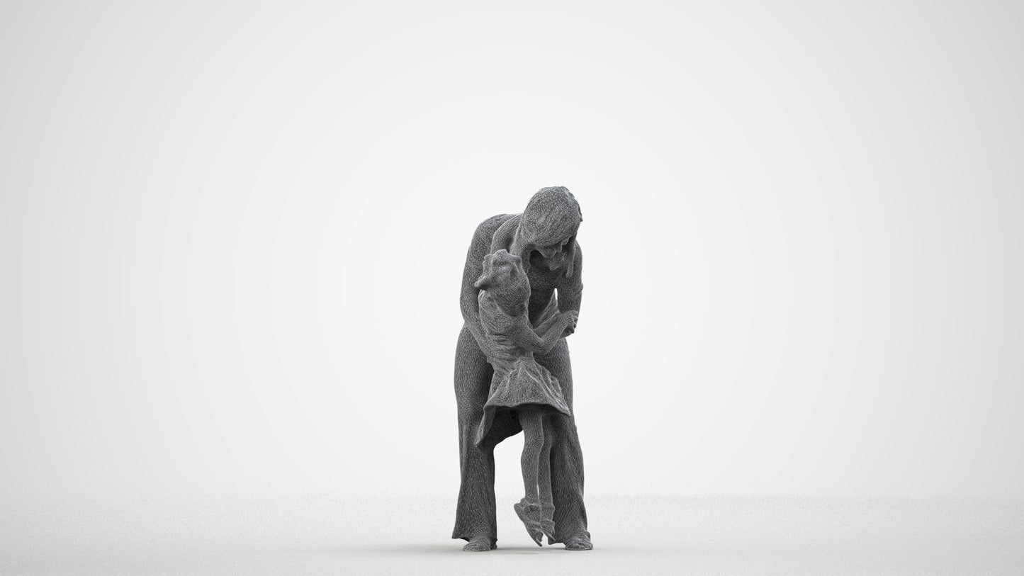 realistic 3D people girl casual kids, render-ready for V-Ray and Corona, FBX OBJ, wireframe side view