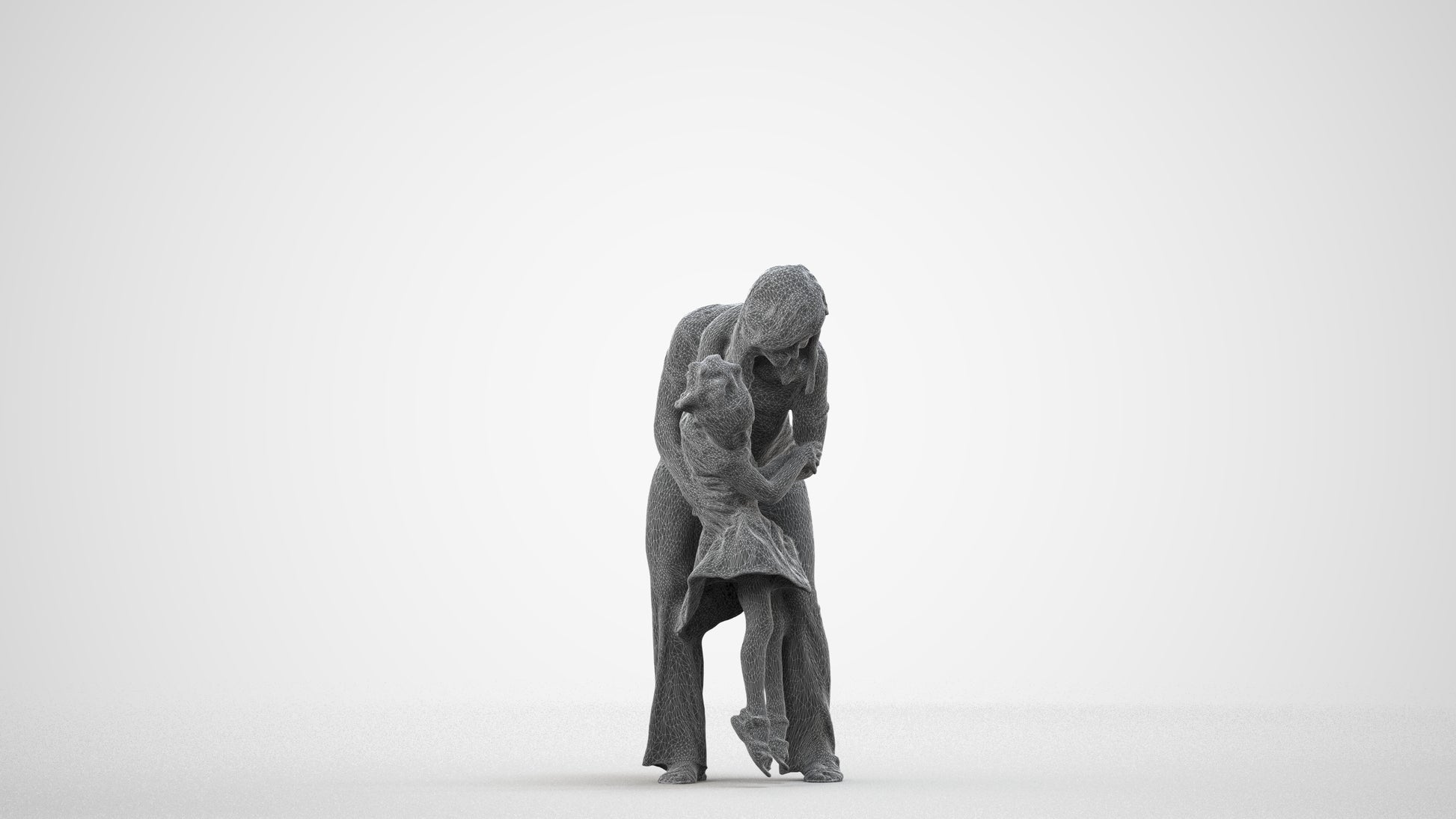 realistic 3D people girl casual kids, render-ready for V-Ray and Corona, FBX OBJ, wireframe side view