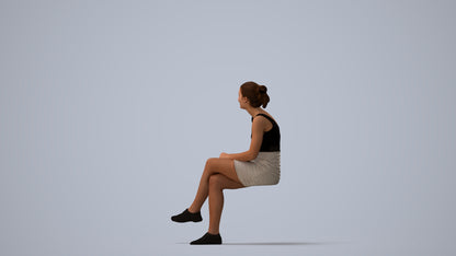 realistic 3D human girl casual kids, archviz people FBX OBJ for Blender, three-quarter view render