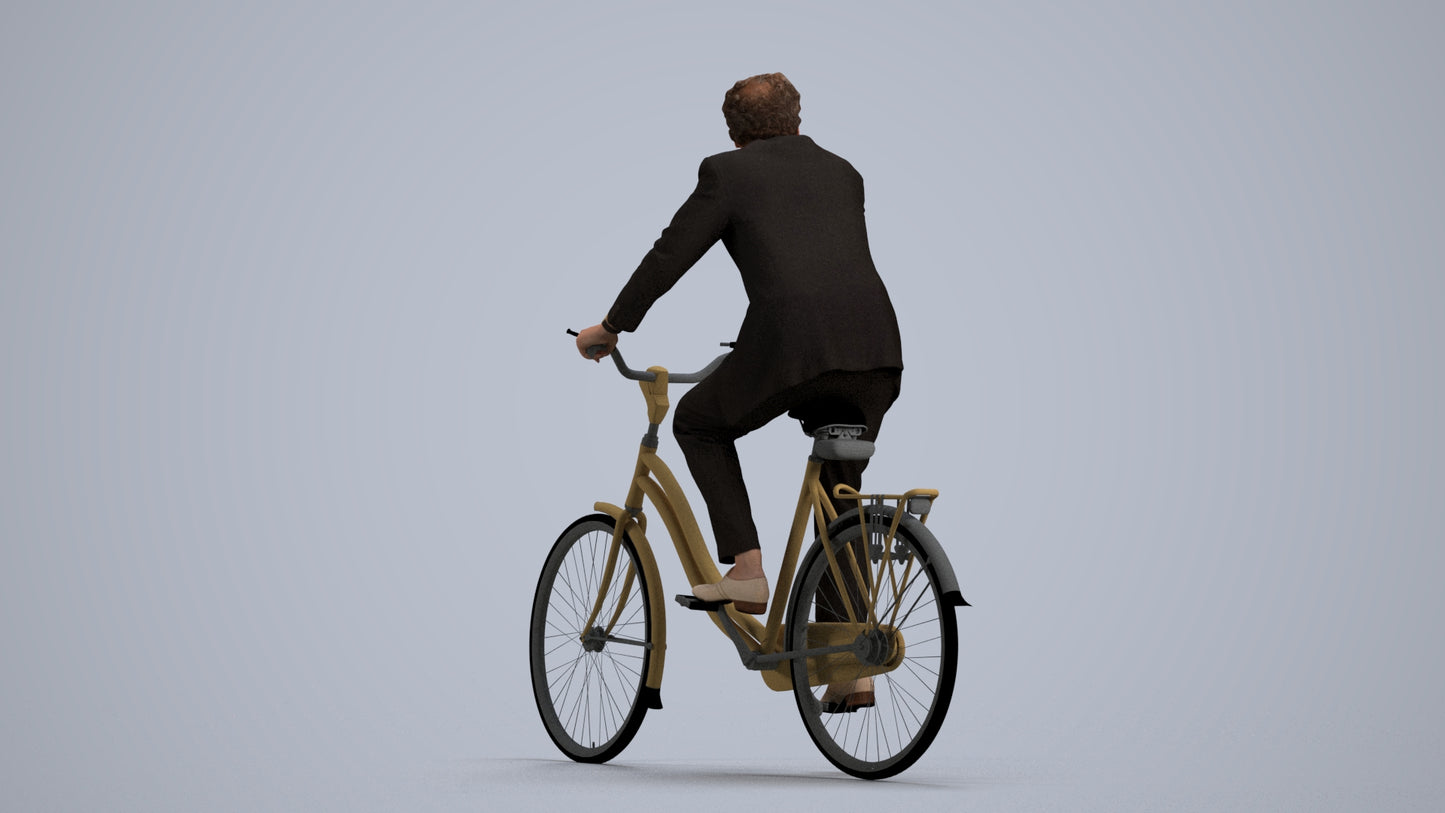 realistic 3D people man business cycling, render-ready for V-Ray and Corona, FBX OBJ, front view render
