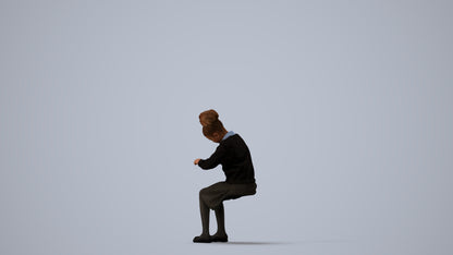 3D human model woman kids, photogrammetry scanned person for archviz, three-quarter view render