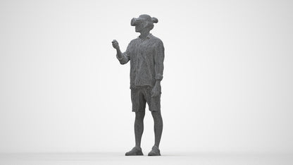 realistic 3D human man casual standing, archviz people FBX OBJ for Blender, wireframe back view