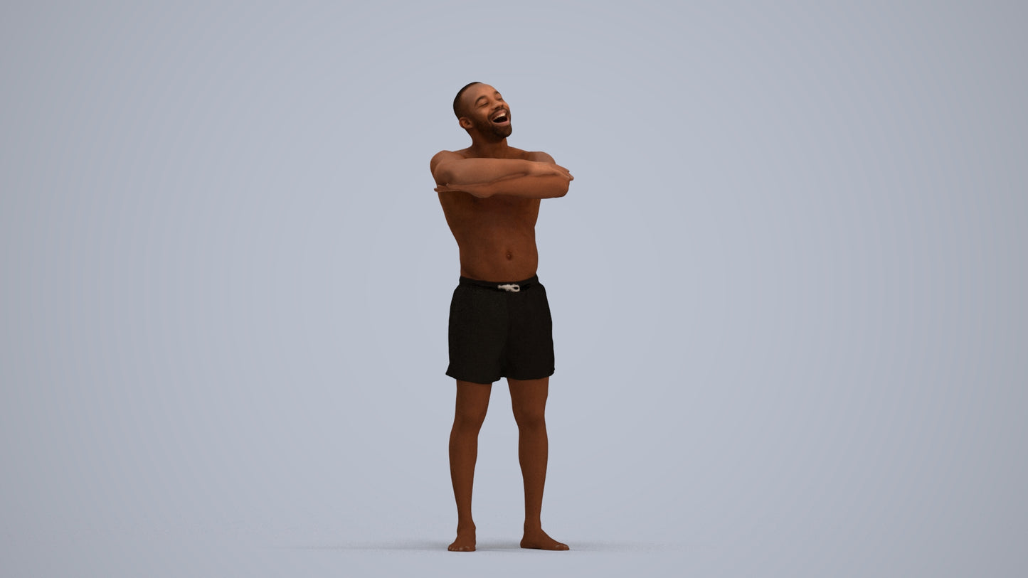 realistic 3D people man pool, render-ready for V-Ray and Corona, FBX OBJ, standing pose render