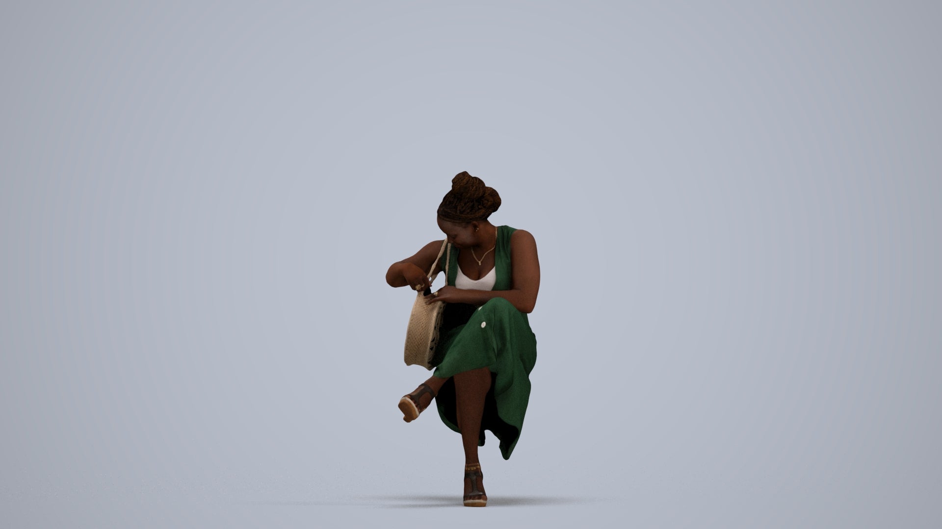 3D people model woman casual sitting, scanned human for 3ds Max rendering, standing pose render