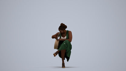3D people model woman casual sitting, scanned human for 3ds Max rendering, standing pose render