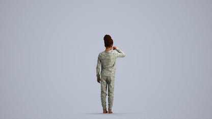 3D human model girl kids, photogrammetry scanned person for archviz, front view render