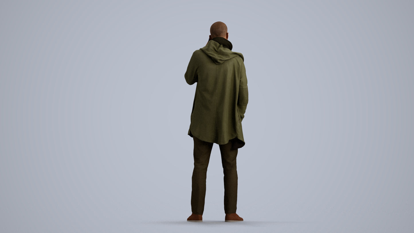 3D scanned man standing casual, photorealistic archviz people for Enscape and SketchUp, front view render