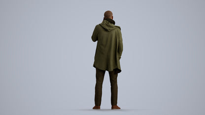 3D scanned man standing casual, photorealistic archviz people for Enscape and SketchUp, front view render