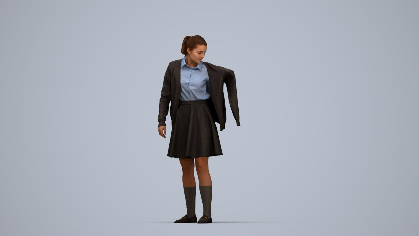 scanned 3D girl kids, photogrammetry people for Enscape and V-Ray, top-down view render
