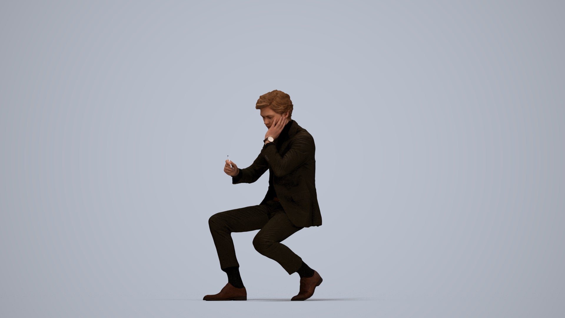 realistic 3D people man business, render-ready for V-Ray and Corona, FBX OBJ, top-down view render