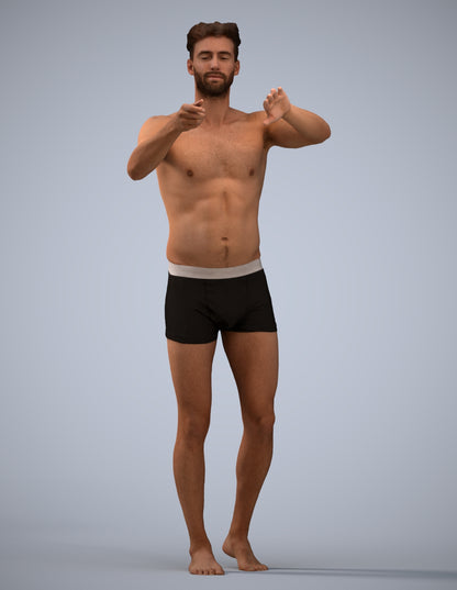 realistic 3D man bathroom, scanned archviz people for Blender and 3ds Max