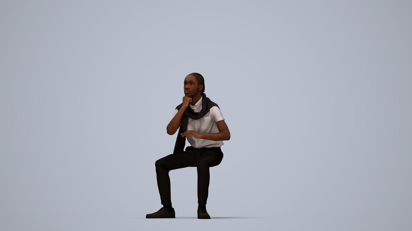 realistic 3D boy casual kids, scanned archviz people for Blender and 3ds Max, top-down view render