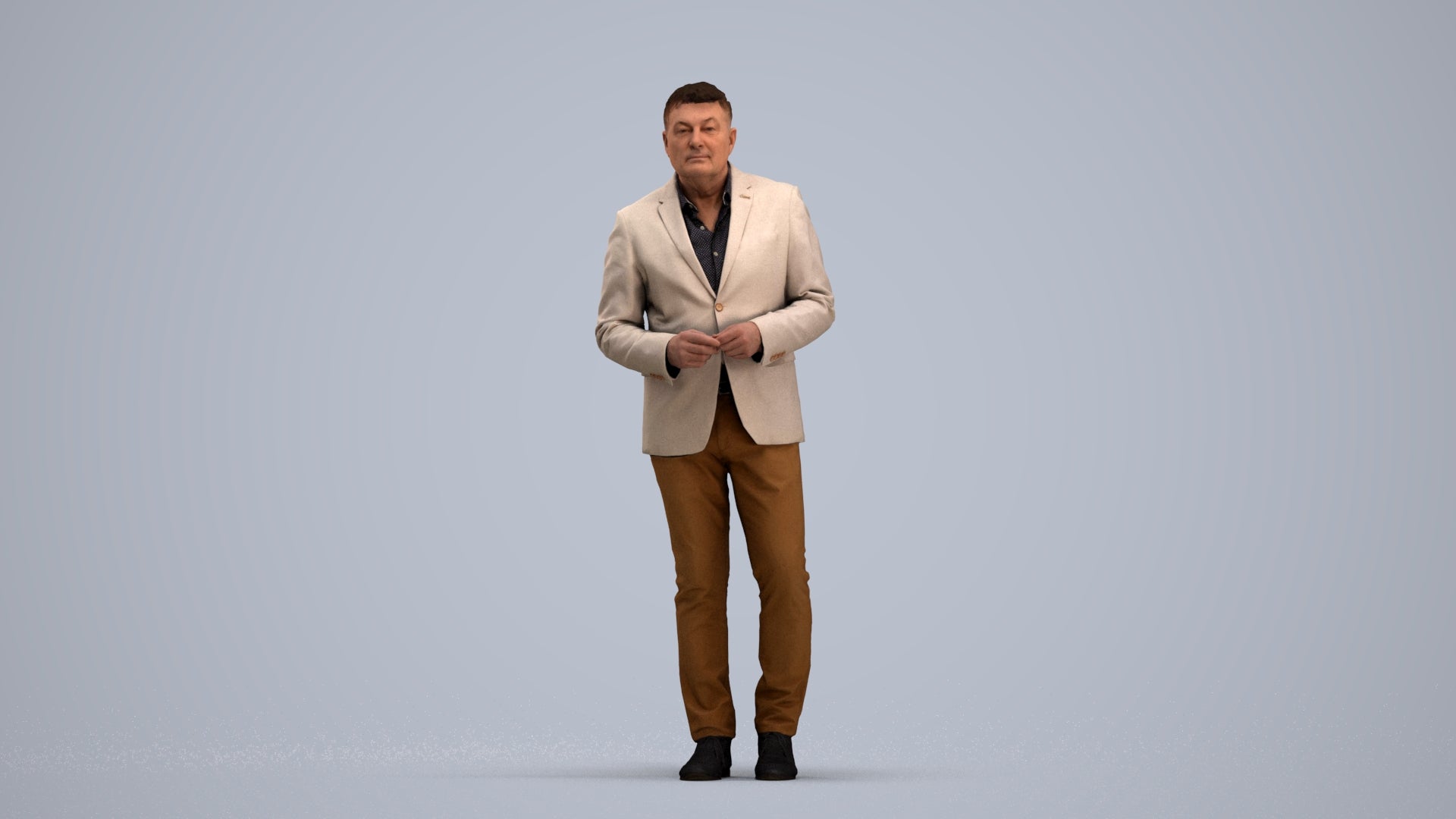 realistic 3D human man business standing, archviz people FBX OBJ for Blender, standing pose render