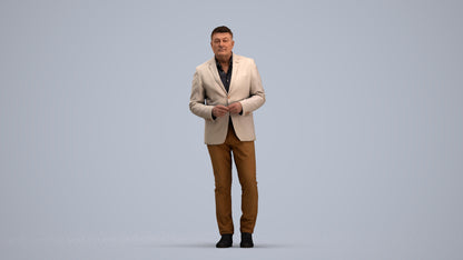 realistic 3D human man business standing, archviz people FBX OBJ for Blender, standing pose render