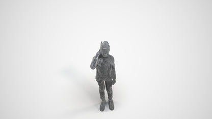 realistic 3D human girl casual kids, archviz people FBX OBJ for Blender, wireframe three-quarter view