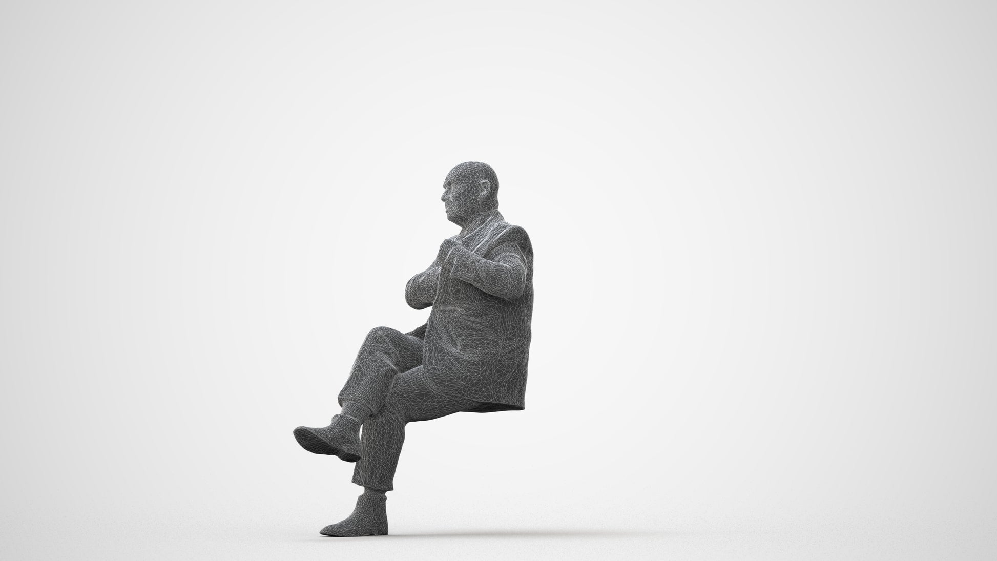 realistic 3D human senior man business mix, archviz people FBX OBJ for Blender, square thumbnail
