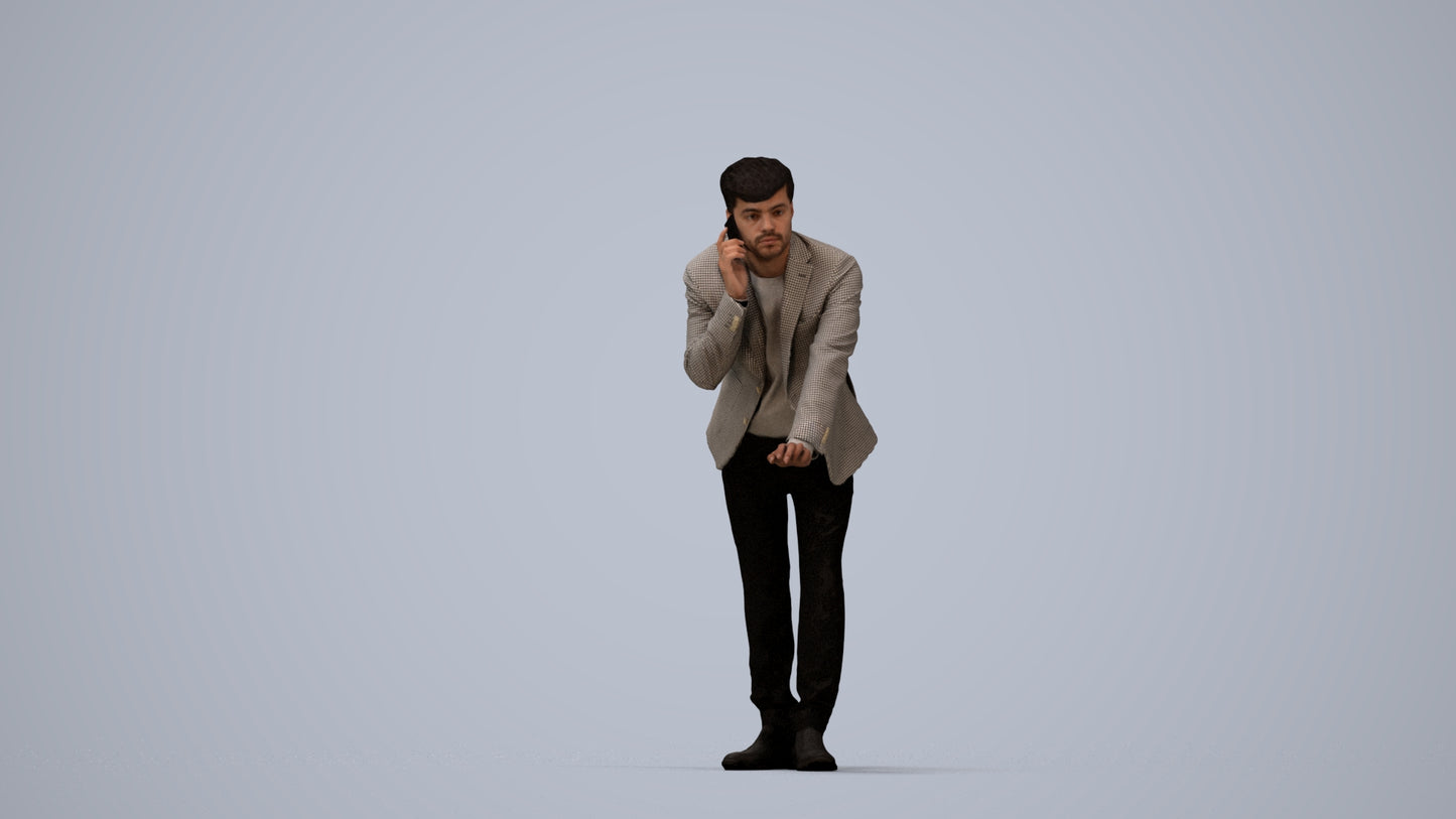 realistic 3D man business, scanned archviz people for Blender and 3ds Max, top-down view render