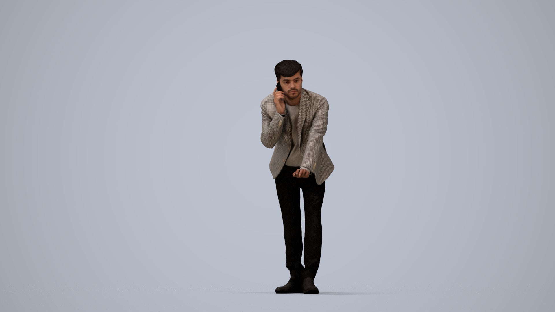 realistic 3D man business, scanned archviz people for Blender and 3ds Max, top-down view render