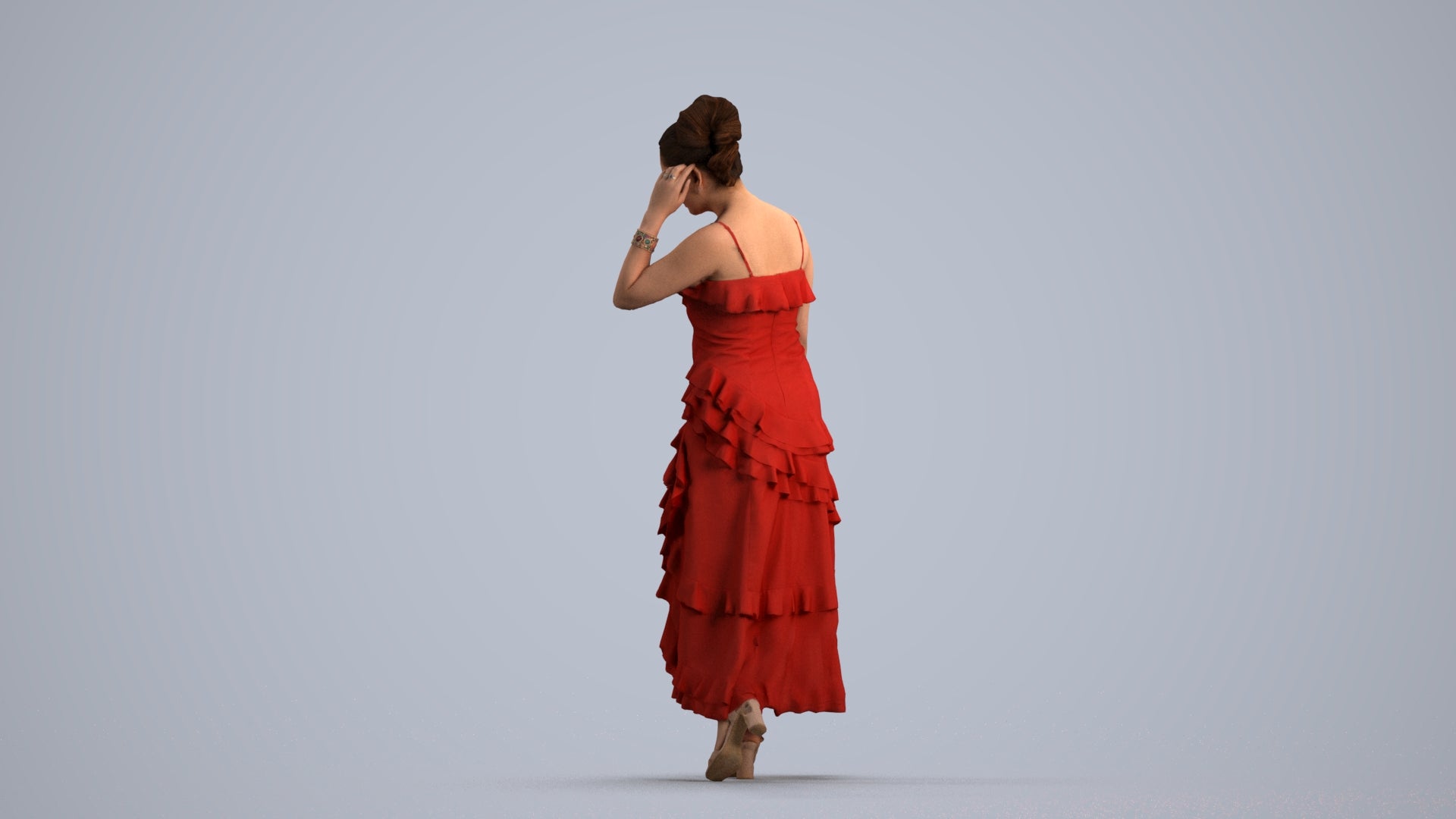 3D scanned woman formalaffairs formal, photorealistic archviz people for Enscape and SketchUp, front view render